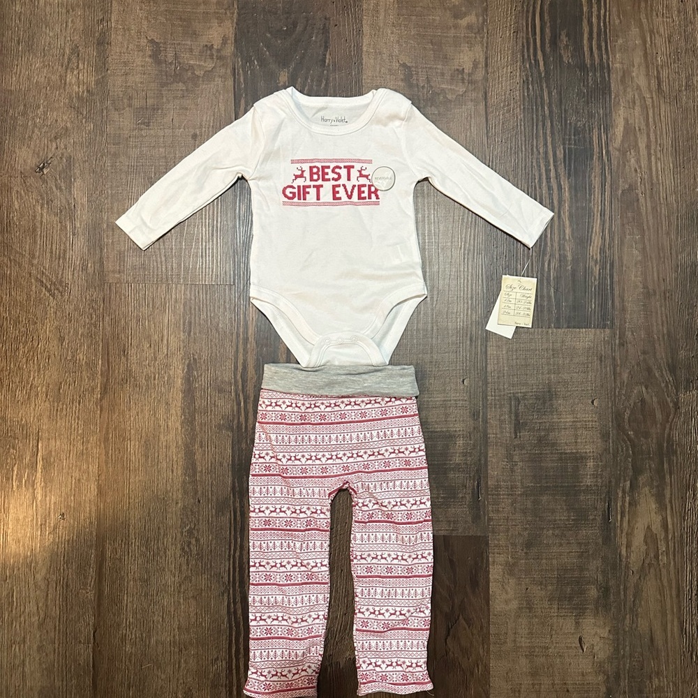 Harry and Violet Best Gift Ever' Christmas Outfit (reversible!) 9-12M and 12-18M - Picture 2 of 2